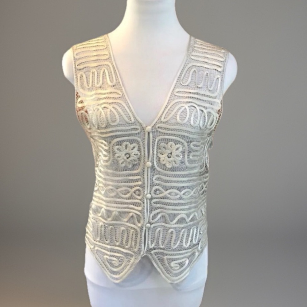 Vintage Silver Gray See Through Vest Top